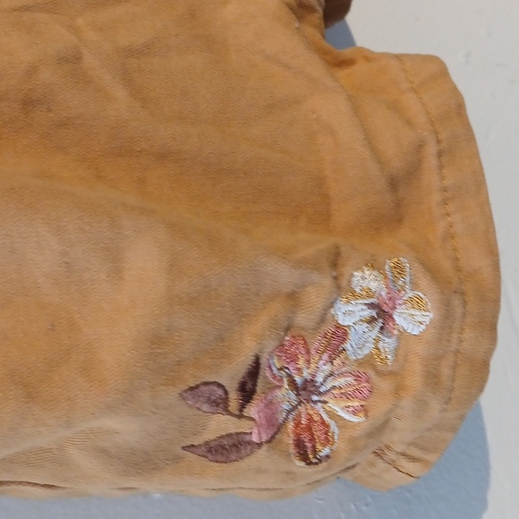 Tan Kids Romper with Floral Embroidery - Picture 2 of 6